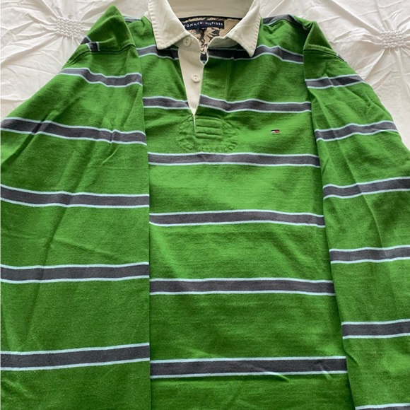 Tommy Hilfiger Green striped cotton rugby shirt - Picture 3 of 3